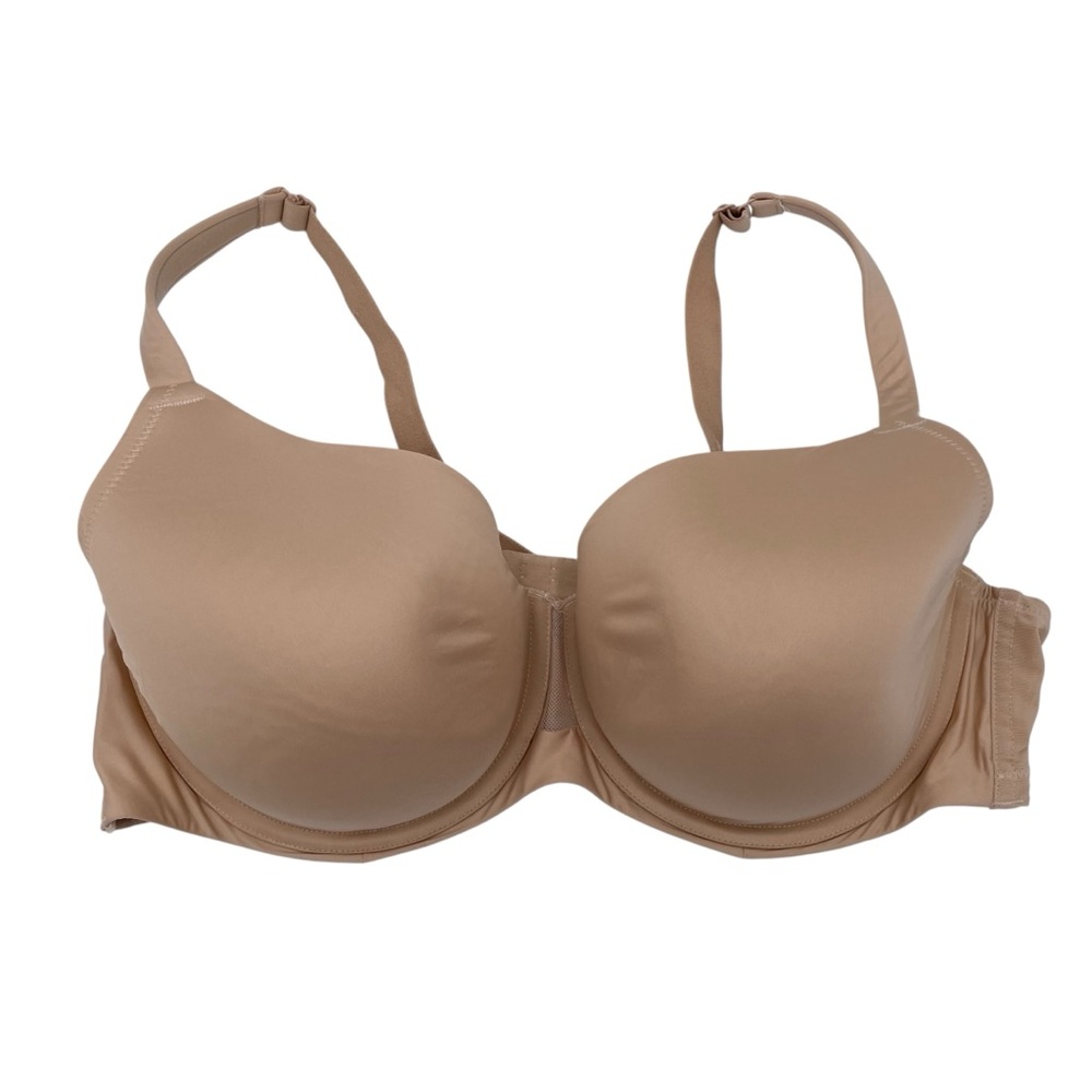 Cacique Underwire T-Shirt Bra Women's Size 44D Tan Nude Mesh Panel Adjustable